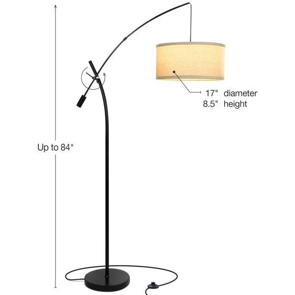 Brightech Grayson LED Arc Floor Lamp- Tall Pole Standing Light Arches Over Living Room Sofa or Over Bed
