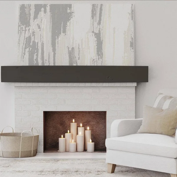 Ekena Millwork MANUKP08X12X84NS 8x22H x 12x22D x 84x22W Knotty Pine Faux Wood Fireplace Mantel - Natural Ash
