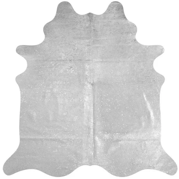 Metallic Silver Cowhide Rug - 7& x 6&