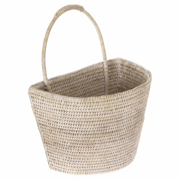 Kouboo La Jolla Rattan Wall Basket - Large, White Wash JJ320612