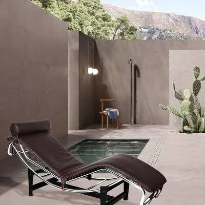 Ahmora Genuine Leather Armless Reclining Chaise Lounge Orren Ellis Fabric: Coffee