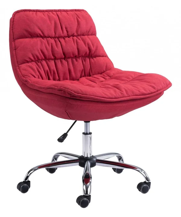 Plush Armless Rolling Office Chair Red 28x22 x 28x22, Engineered Wood