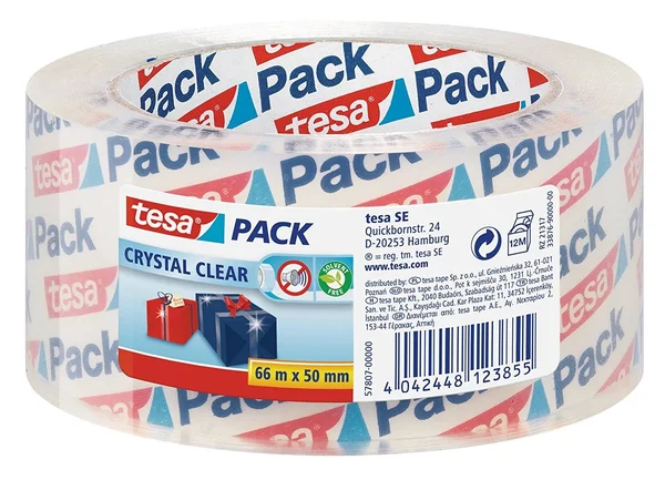 TESA UK Crystal Clear Packaging Tape for Heavy Items - 66 M x 50 mm - 6 Rolls