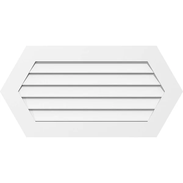 Ekena Millwork GVPHP34X3401SF 34x22W x 34x22H Horizontal Peaked Surface Mount PVC Gable Vent: Functional - w/ 3-1/2x22W x 1x22P S