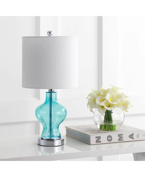 Jonathan Y Mer 20.5x22 LED Table Lamp - Aqua