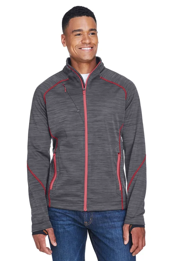 North End 88697 Men's Flux M閘ange Bonded Fleece Jacket Carbon/ Oly Red-M