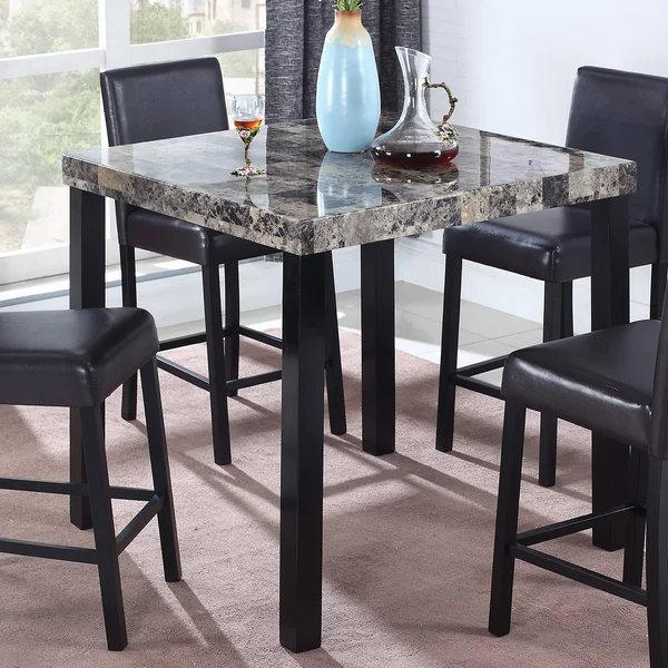 Best Master Melissa Wood and Faux Marble Counter Height Table in Black