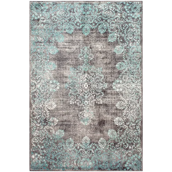 nuLOOM BINB03A Vintage Corene 8& Round Teal Area Rug