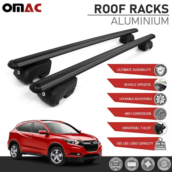 OMAC Automotive Exterior Accessories Roof Rack Crossbars, Aluminum Black Roof Top Cargo Racks, Luggage Ski Kayak Bike Carriers