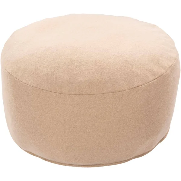 Artistic Weavers Burke Solid Taupe Wool Cylinder Accent Pouf - Brown