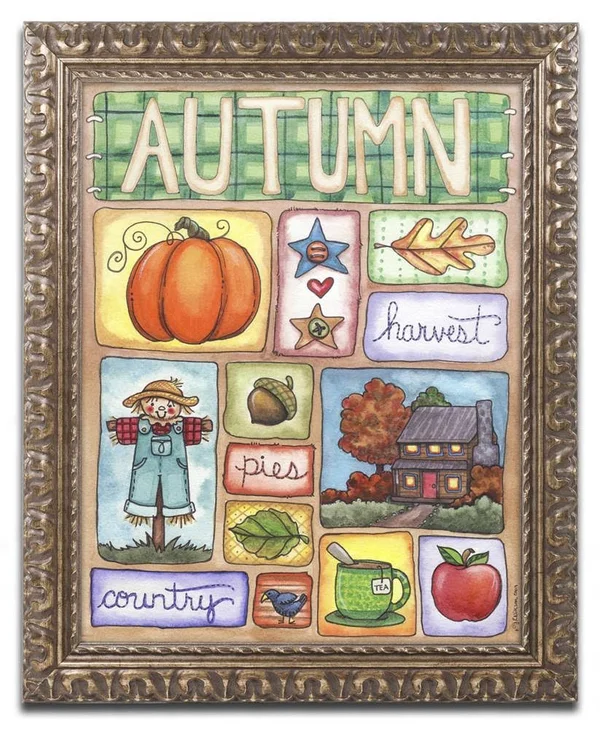 Trademark Art Signs of Autumn Gold Ornate Framed Art