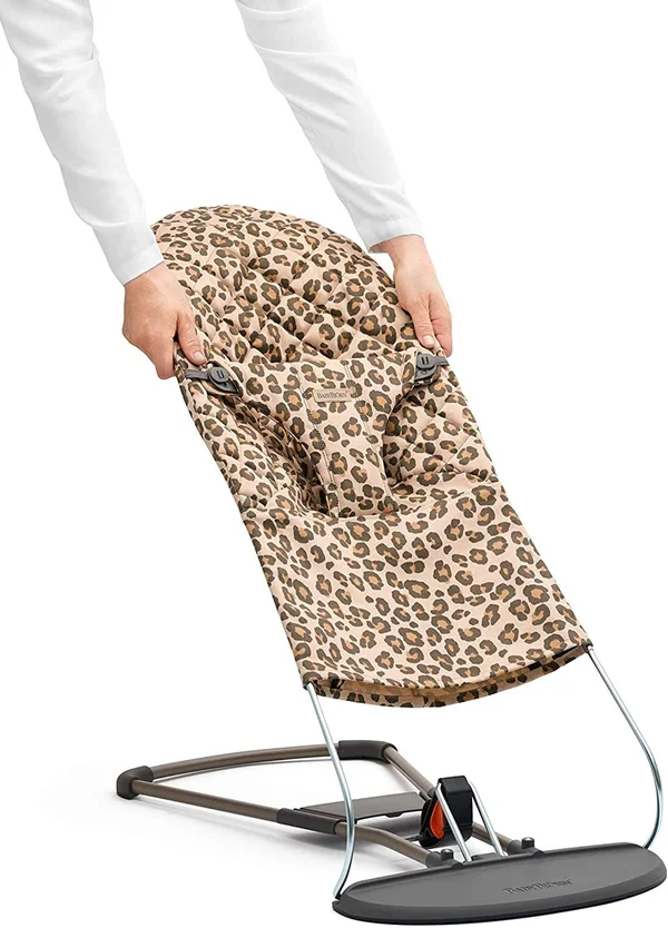 BABYBJ諶N Fabric Seat for Bouncer - Cotton, beige/leopard