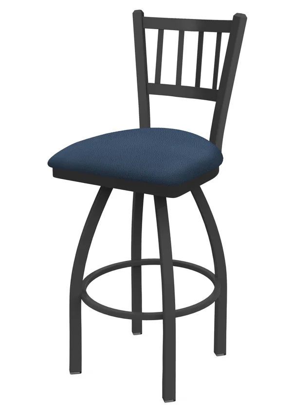 Holland Bar Stool 810 Contessa 30x22 Swivel Bar Stool with Pewter Finish and Rein Bay Seat