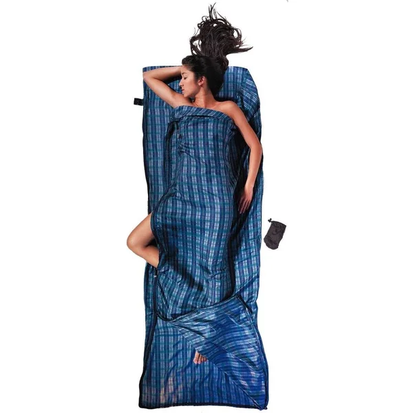 Cocoon Travel Sheet Coupler Silk (Checked Silk), 220 x 83 x 83 cm