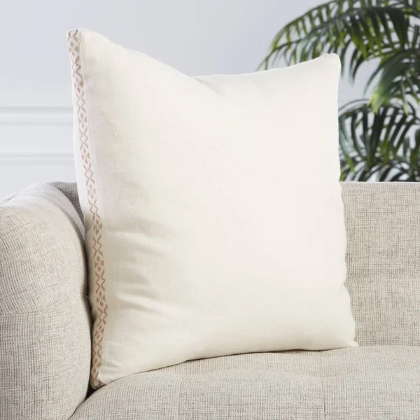 Ismay Border Pillow - 24x22x24x22 Polyester Fill - Beige/Dark Grey