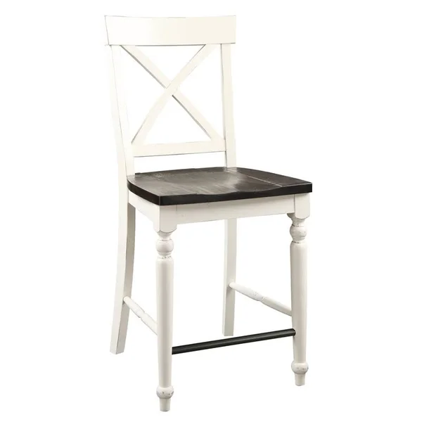Wallace & Bay D510045 Maddox Dark Mocha & Antique White 24x22 Bar Stool - Set of 2