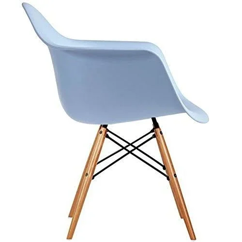 2xhome Mid Century Modern Dining Arm Chair with Natural Wood Legs - Blue