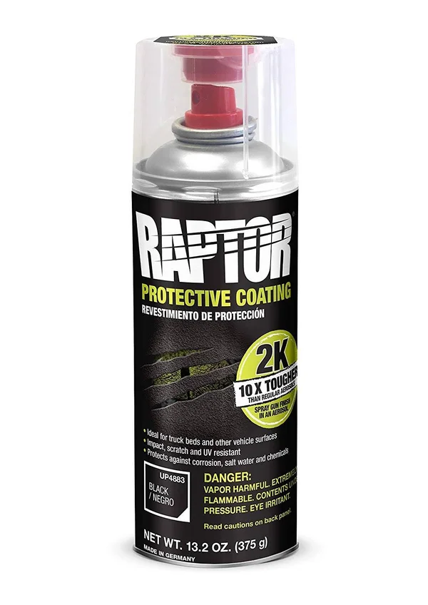 U-POL 4883 Raptor 2K Aerosol Truck Bedliner Protective Coating - Black - 6-Pack