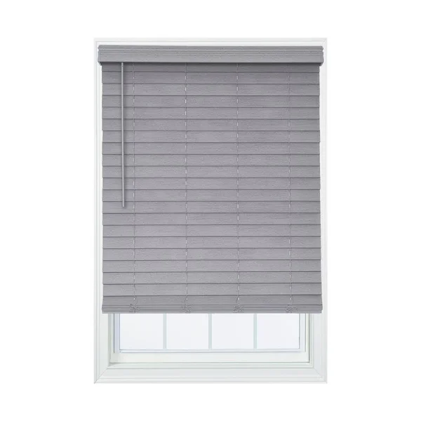Allen + Roth 2.5-in Slat Width 52.25-in x 72-in Cordless Gray Faux Wood Room Darkening Horizontal Blinds - DFHSB5472-52.25