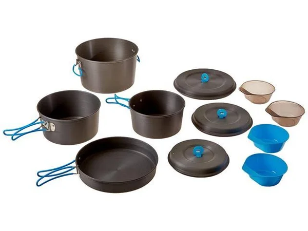 Stansport 255 4-Person Family Cook Set, Grey/Blue