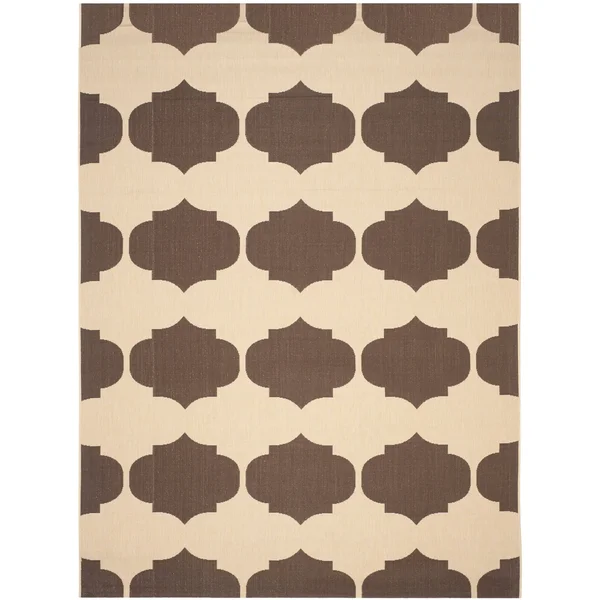 Safavieh Courtyard Beige & Blue 5&-3x22 x 7&-7x22 Indoor/Outdoor Rug