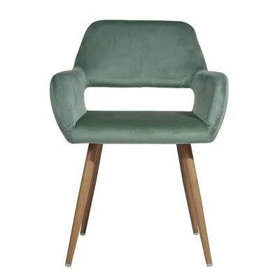 Bahati Dining Chair George Oliver Upholstery Color: Green, Leg Color: Brown