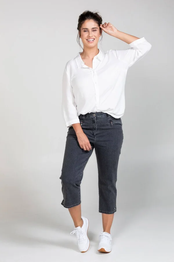 Plus Size Mony Denim Stretch Capri Pants