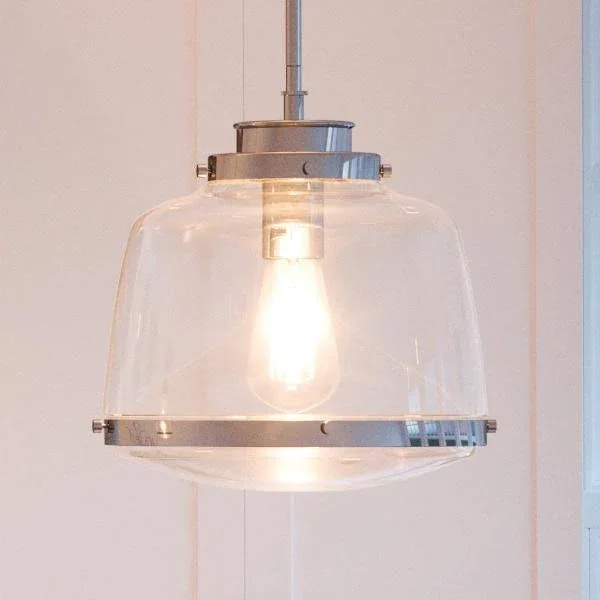 Urban Ambiance Luxury Vintage Electric Pendant, Size: 11-1/4 inchh x 11 inchw, with Urban Industrial Style Elements, Polished Ni
