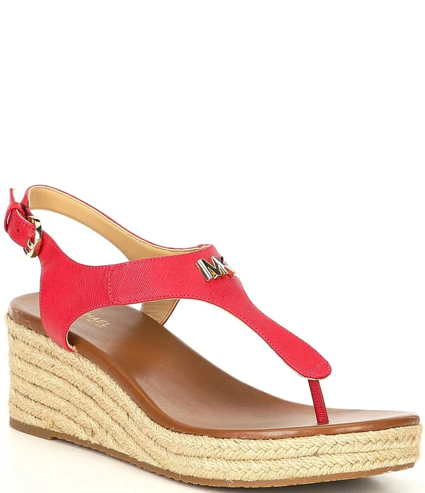 Michael Michael Kors Laney Leather Thong Espadrille Wedges - 7m