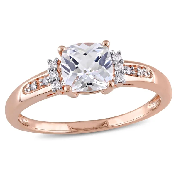 Miadora 10K Rose Gold Created White Sapphire and Diamond Accent Engagement Ring - 4.5