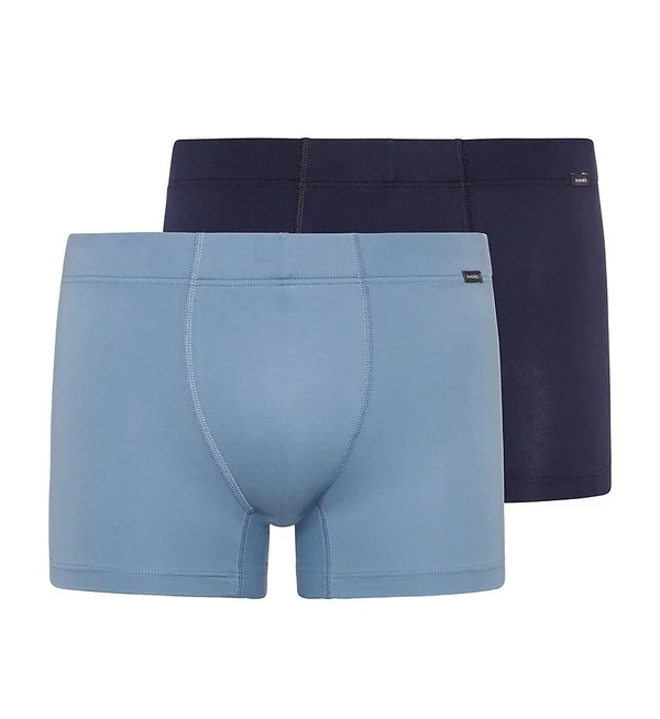Hanro Cotton Essentials 2-Pack Boxer Brief Men's Underwear Midnight/Lake : SM
