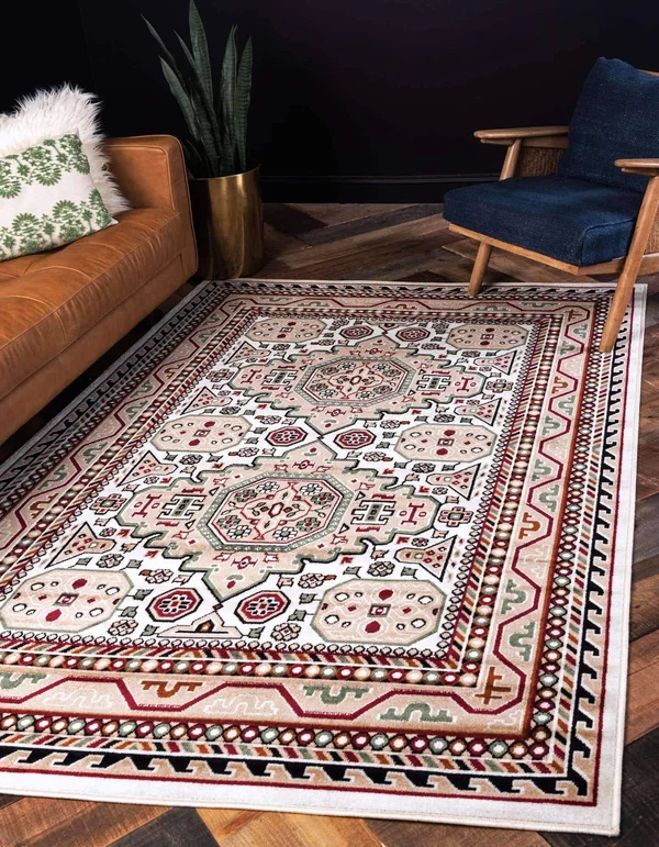 Gharajeh 10x13 Ivory Geometric Large Area Rug