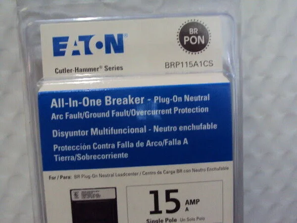 New Eaton 15 Amp All in One Circuit Breaker Single Pole BRP115A1CS