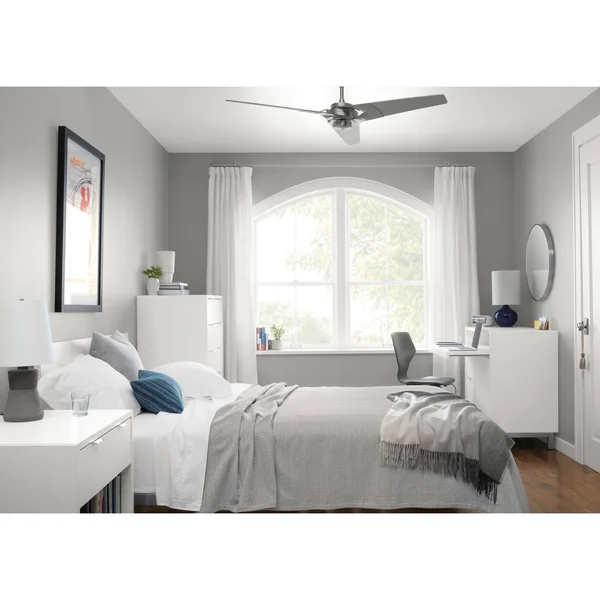 Room & Board, Modern Copenhagen One-Drawer Nightstand Made from Taupe Wood, Black Pulls w/ Natural Steel Base