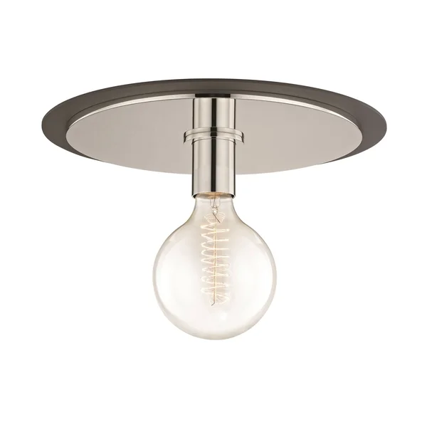 Mitzi H137501L-PN/BK Milo 1 Light Large Flush Mount - Polished Nickel/Black