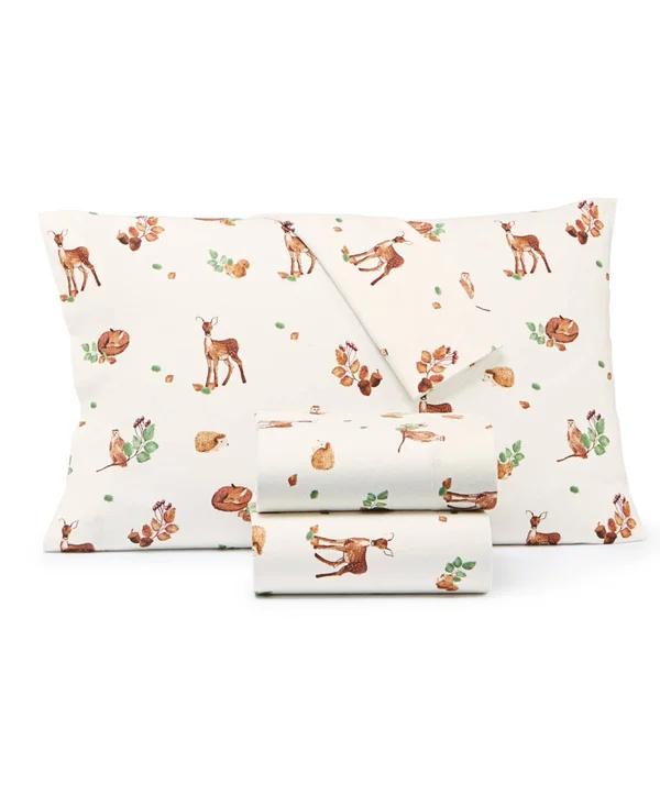 Martha Stewart Collection Printed Cotton Flannel 4-pc. Full Sheet Set - Created for Macy&s - Woodland