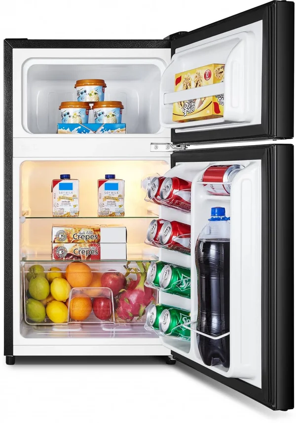 Hisense 3.2 Cu ft Two Door Mini Fridge with Freezer RT32D6ABE - Black