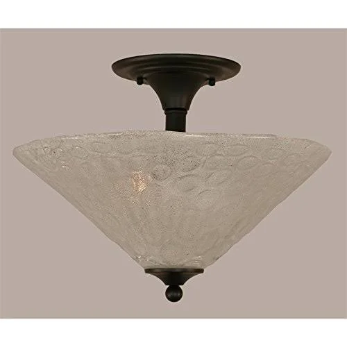 Toltec Lighting-121-MB-411-Two Light Semi-Flush Mount Matte Black Finish with Italian Bubble Glass