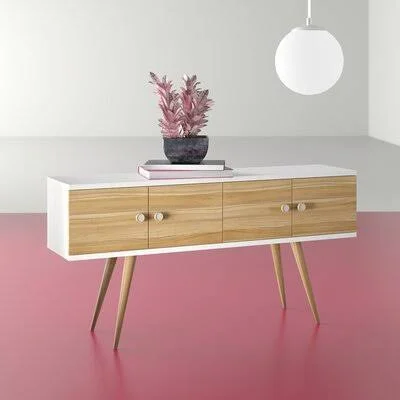 Lamberson 60x22 Wide Sideboard Hashtag Home Color: Off White and Cinnamon