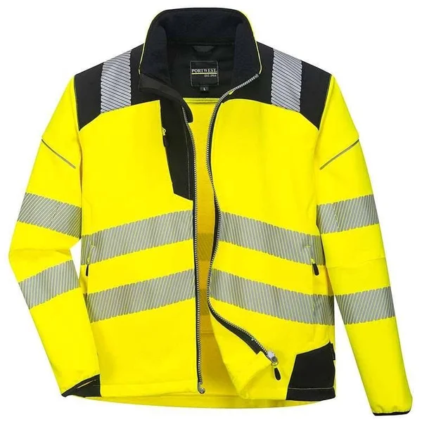 Portwest PW3 Hi-Vis Softshell Jacket in Orange/Black Size Large Polyester, All Seasons Uniforms