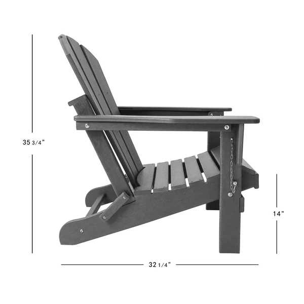 Westin Outdoor 2001029 Outdoor Folding Plastic Adirondack Chair Dark Green