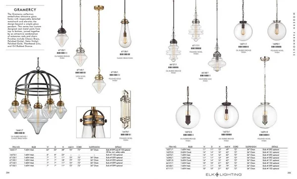 Elk Lighting 16373/1 Gramercy 1 Light Pendant in Oil Rubbed Bronze