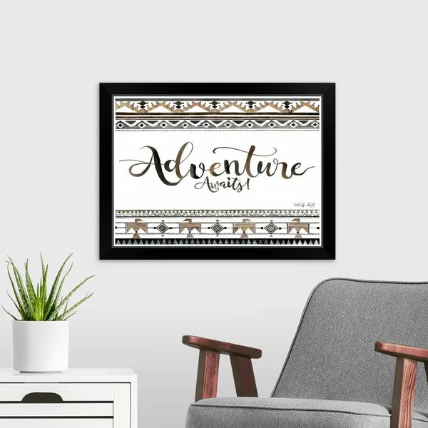 Adventure Awaits - Black Framed Wall Art, 24x18, Great Big Canvas