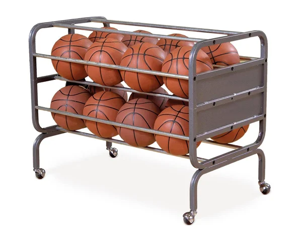 Bison Lockable Basketball Storage Carts - White 16-Ball Cart