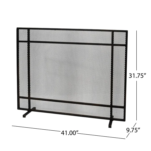 Markus Modern Single Panel Iron Firescreen - Black Brushed Gold Finish