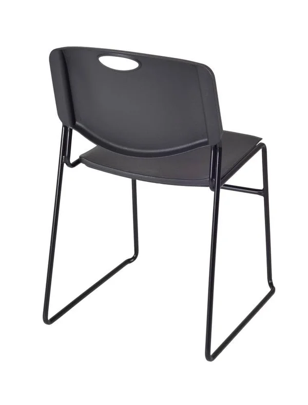 Regency Kee 42x22 Square Height Adjustable Moblie Classroom Table - Mahogany & 4 Zeng Stack Chairs- Black