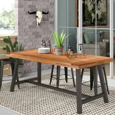 17 Stories Polanco Outdoor Dining Table, Brown