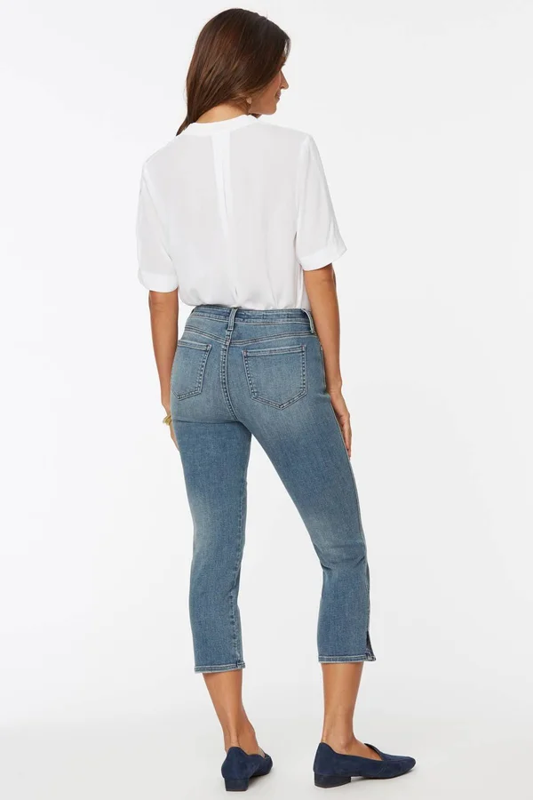 Nydj Petite Size Chloe Double Needle Slit-Hem Capri Jeans - 6p