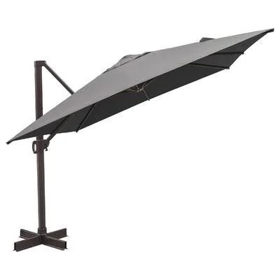 Arlmont & Co. Deluxe 10x10 Feet Outdoor Square Cantilever Umbrella - Patio Offset Hanging Umbrella with Crank Lift, Cross Bas