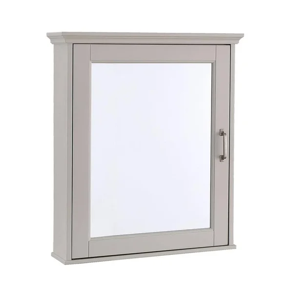 Home Decorators Collection Ashburn 23 in. W x 28 in. H x 8 in. D Framed Wood Surface-Mount Bathroom Medicine Cabinet in Grey